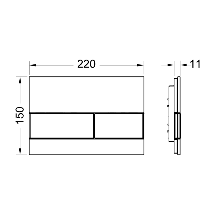 TECE панель смыва с двумя клавишами стеклянная, белый, square - 9240800
