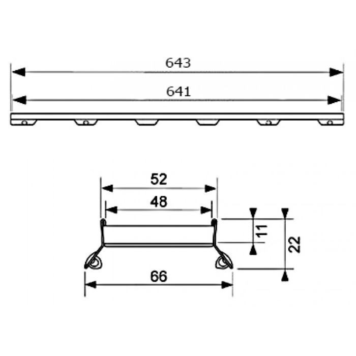 TECE лоток "plate ii", 700 мм, основа для плитки, с полированным видимым краем, нержавеющая сталь, plate ii - 600772