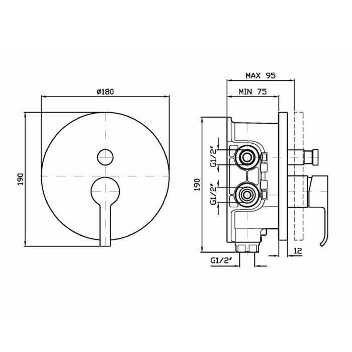 Zucchetti встроенный однорычажный смеситель для душа, с переключателем для системы zeta, on, хром арт. zon096 r97800