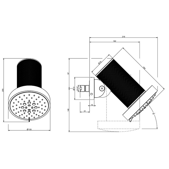 Gessi Верхний душ d13.5см., с настенным креплением, 3 режима, 316, 57273#239 цвет: steel brushed