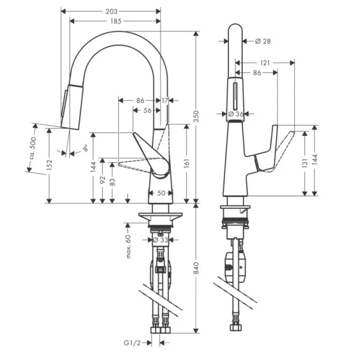 Hansgrohe смеситель для кухни, Talis M51, нержавеющая сталь арт. 72815800