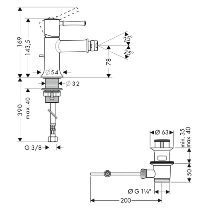 Hansgrohe смеситель для биде с донным клапаном, Talis Classic, хром арт. 14120000