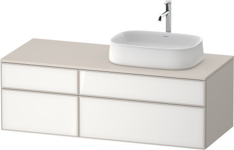 Duravit тумба подвесная с вырезом под раковину справа 550 мм х 1300 мм х 442 мм, zencha, ze4827064830000 цвет: белое стекло/cеро-коричневый суперматовый