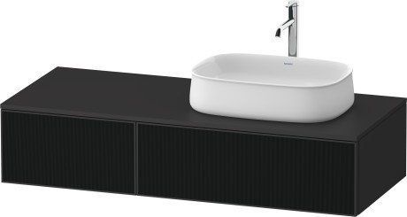 Duravit тумба подвесная с вырезом под раковину справа 550 мм х 1300 мм х 281 мм, zencha, ze4817063800000 цвет: чёрное стекло/графит суперматовый