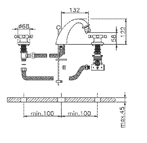Cisal смеситель для биде, vtt7301021 victorian, цвет: chrome