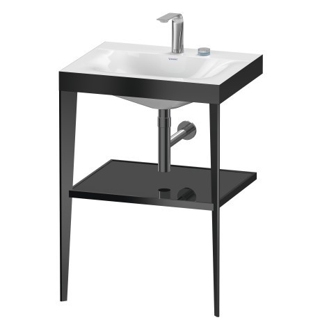 Duravit напольная консоль xviu/c-bonded 600 мм х 850 мм, с умывальником viu, xviu, xv4714eb240 цвет: черный матовый/черный глянцевый лак