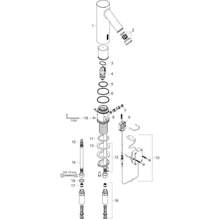 AXOR электронный смеситель для раковины, Starck, хром арт. 10145000