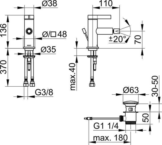 Keuco смеситель однорычажный для биде с донным клапаном, ixmo, хром арт. 59509 011000