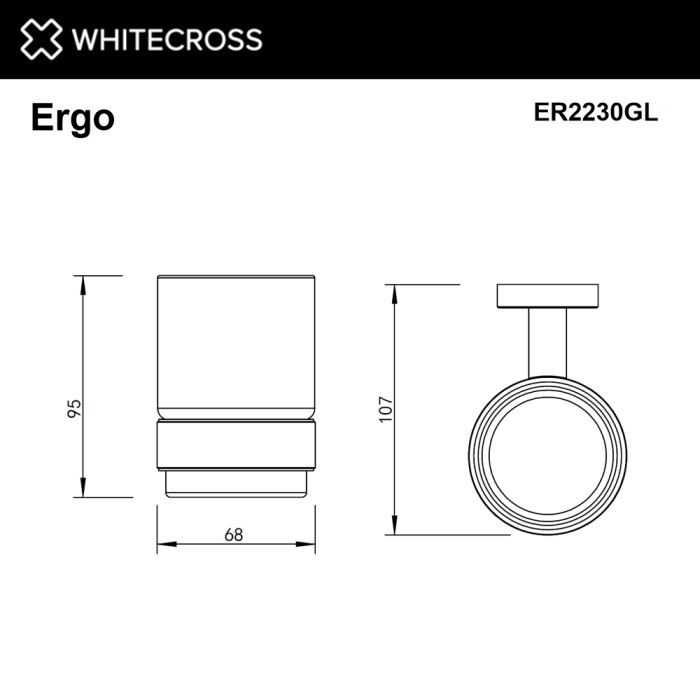 Стакан для зубных щеток, подвесной, Whitecross Ergo gold, золото арт. ER2230GL