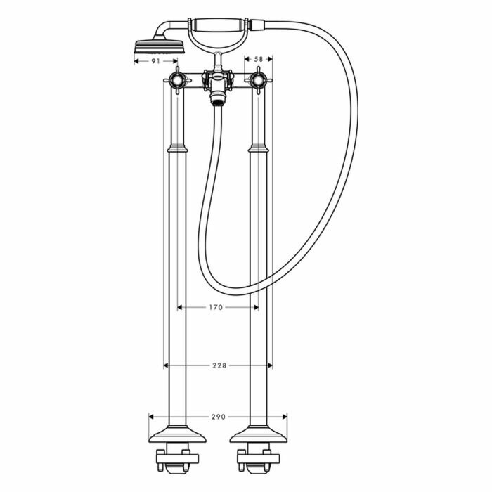 AXOR напольный смеситель для ванны, Montreux, хром арт. 16547000
