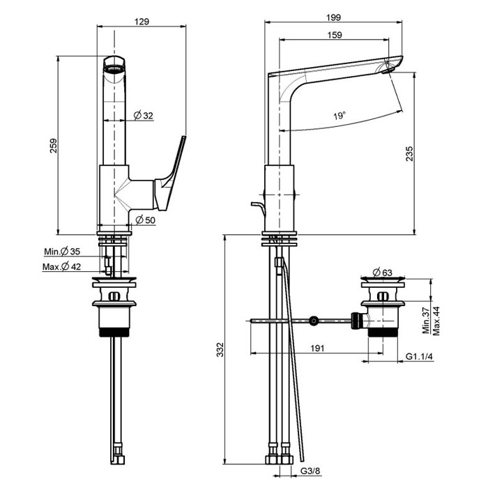 Fima Carlo Frattini смеситель для раковины, с вращающимся изливом, serie 4, хром арт. f3781fncr