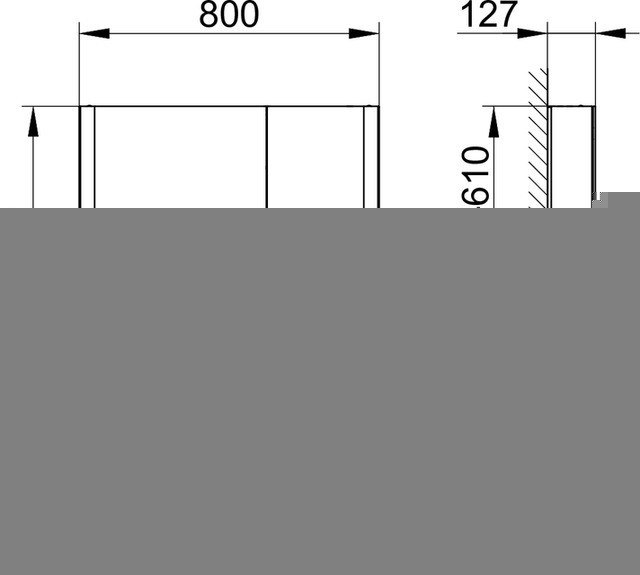 Keuco шкаф с подсветкой для настенного монтажа 127 мм х 800 мм х 710 мм, с 2 поворотными ассиметричными дверцами, somaris, зеркальный арт. 14502 002200