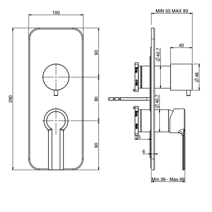 Fima Carlo Frattini смеситель для душа, встраиваемый, с переключателем на 2/3 потока, mast, золото арт. f3139x6ns