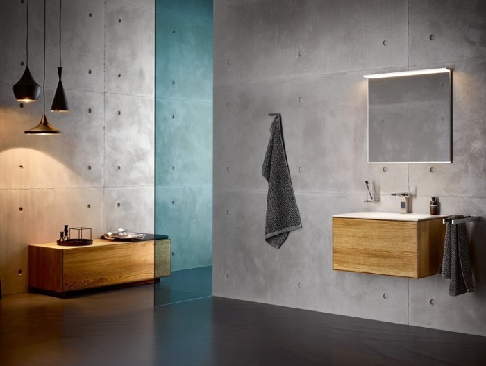 Keuco тумба под умывальник, 1050х400х535 мм отверстие справа 1 ящик фасад дуб, edition lignatur, арт. 33371 700221