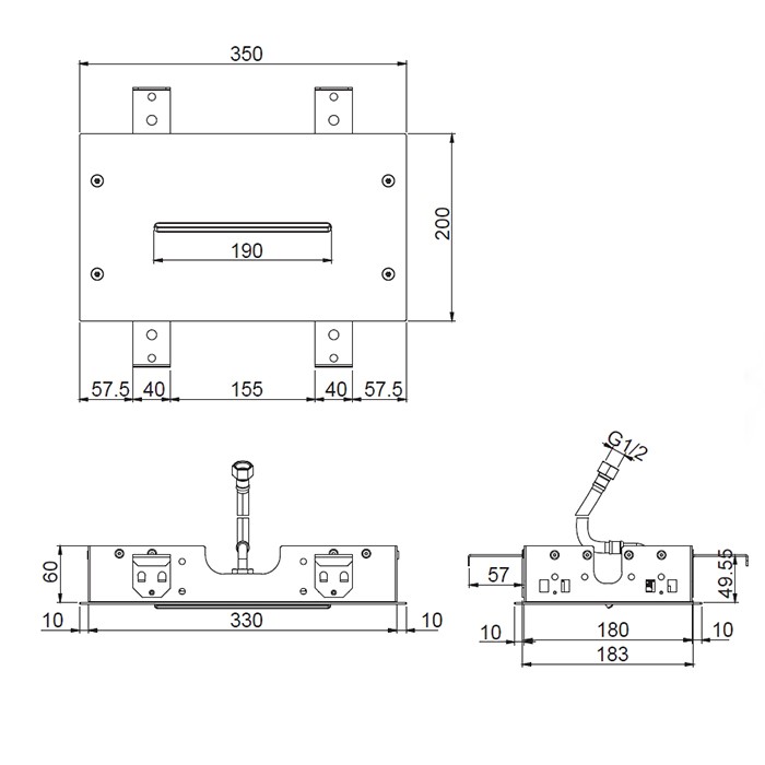Fima Carlo Frattini верхний душ modular 350х200 мм., с каскадом, встраиваемый в потолок wellness, хром арт. f2810cr