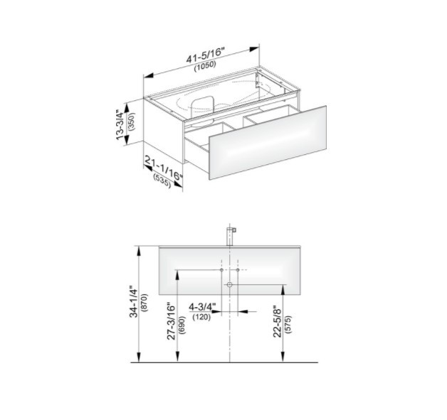 Keuco тумба подвесная под раковину edition 1050 мм х 350 мм, с одним выдвижным фронтом, edition 11, антрацит арт. 31351 390000