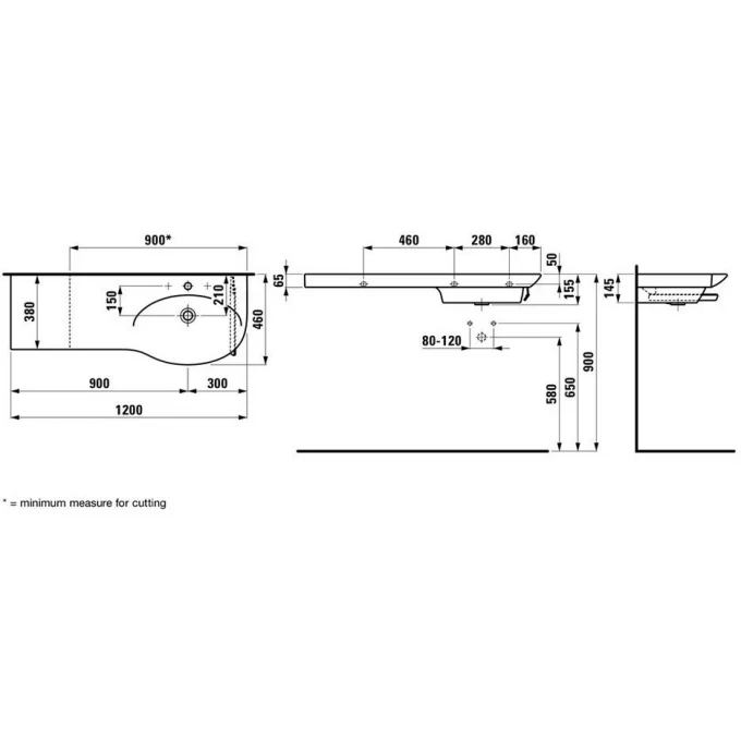 LAUFEN раковина асимметричная 120х46, PALACE - 8.1670.5.000.104.1