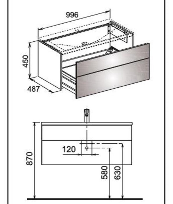 Keuco тумба под раковину 996x450x487 мм 1 ящик, royal reflex, арт. 34070 210000