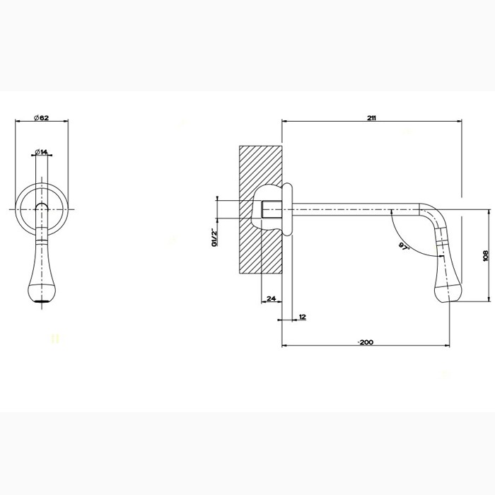 Gessi Настенный излив 200мм, для монтажа с удаленным управлением, Goccia, 33715#279 цвет: белый