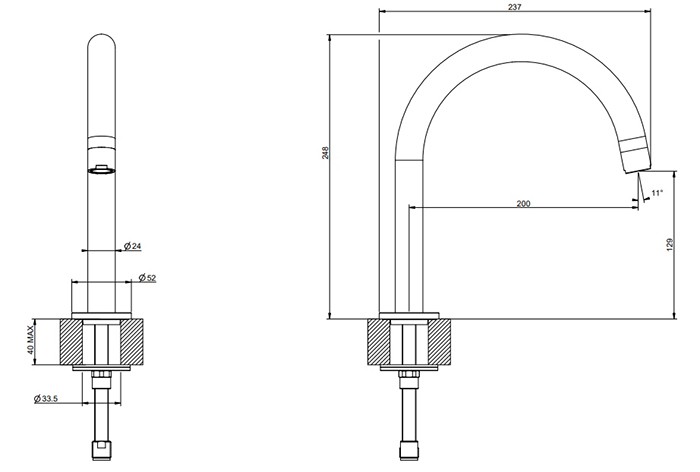 Gessi Смеситель для кухни, на 1 отв, средняя длина, без донного клапана, Emporio Via tortona, 18623#299 цвет: black xl