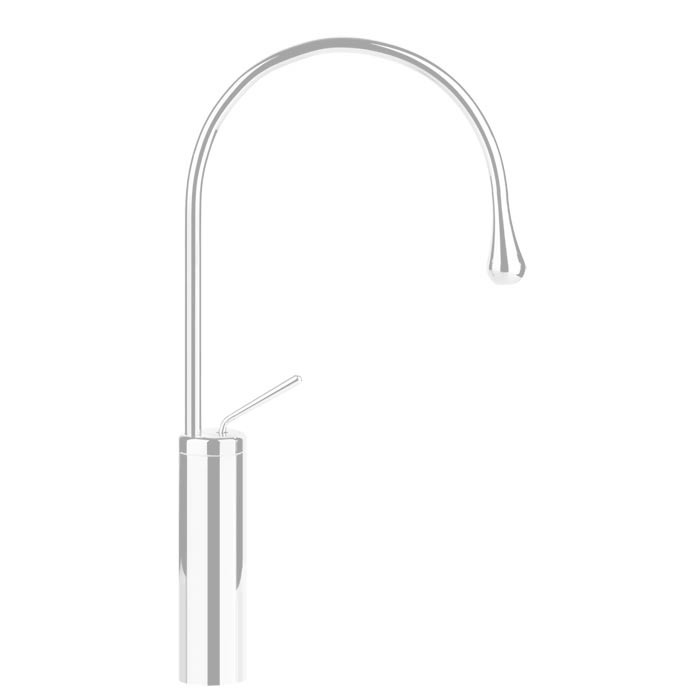 Gessi Смеситель для раковины на 1 отверстие, высокий, излив 244мм R=125, с фиксированным носиком, Goccia, 33810#279 цвет: белый
