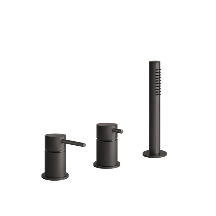 Gessi Смеситель для ванны на 3 отв., с душевой лейкой, 316, 54043#707 цвет: brushed black metal pvd
