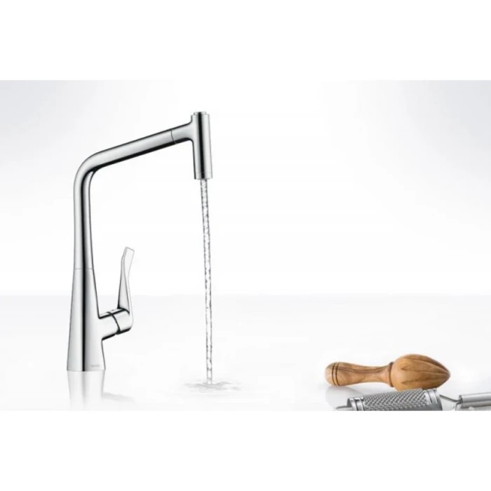 Hansgrohe смеситель для кухни 320 с выдвижным изливом, Metris Select M71, хром арт. 14884000