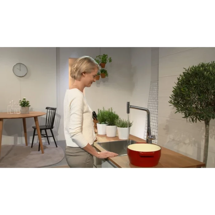 Hansgrohe смеситель для кухни 320 с выдвижным изливом, Metris Select M71, хром арт. 14884000