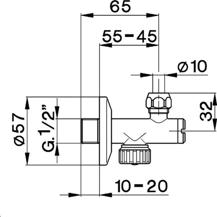 Cisal угловой вентиль для подключения смесителя 1/2" za00282021 cisal, цвет: хром