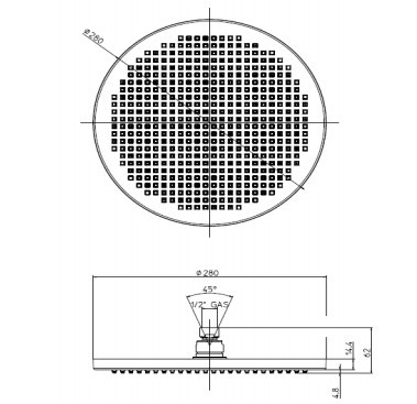 Bossini верхний душ d280 мм, на шарнире, apice, серый арт. i00430.045