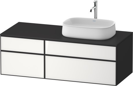 Duravit тумба подвесная с вырезом под раковину справа 550 мм х 1300 мм х 442 мм, zencha, ze4827064800000 цвет: белое стекло/графит суперматовый