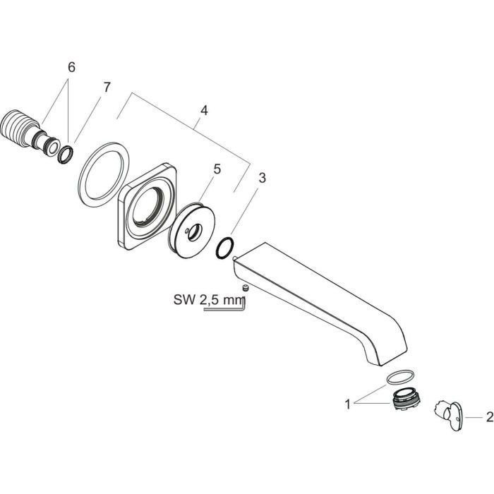 AXOR излив для ванной, Citterio E, полированный черный хром арт. 36425330