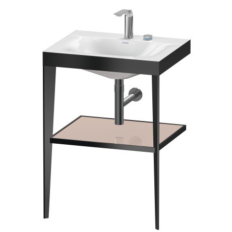 Duravit напольная консоль xviu/c-bonded 600 мм х 850 мм, с умывальником viu, xviu, xv4714eb210 цвет: черный матовый/абркосово-жемчужный глянцевый лак