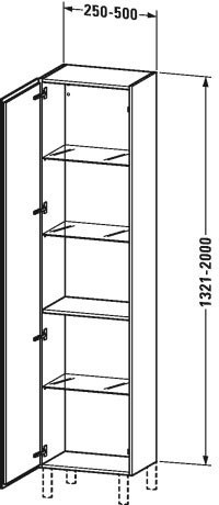 Duravit шкаф-пенал подвесной, l-cube, lc1191r2222 цвет: белый глянцевый