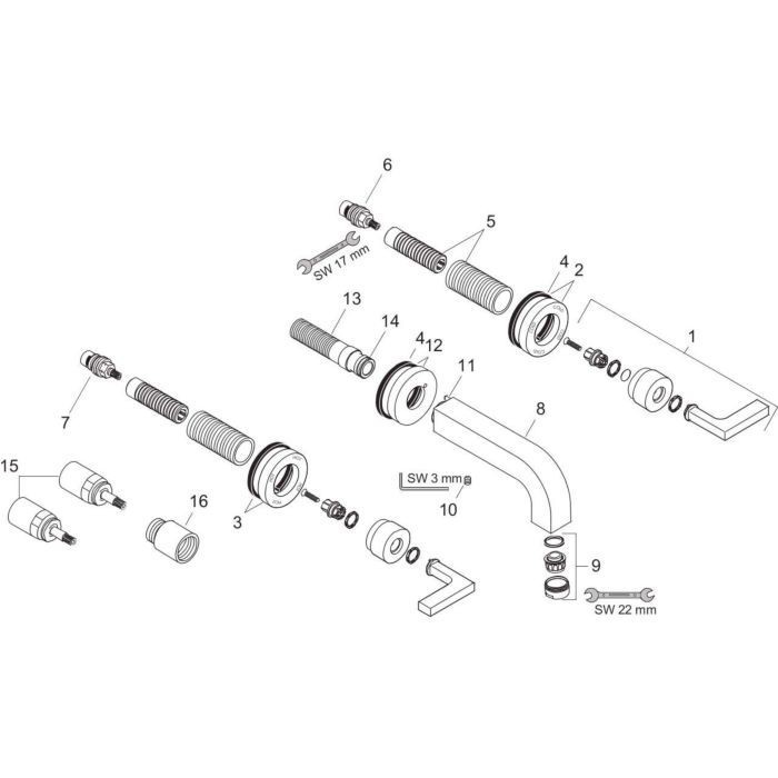 AXOR смеситель для раковины, скрытого монтажа, Citterio, шлифованное красное золото арт. 39315310