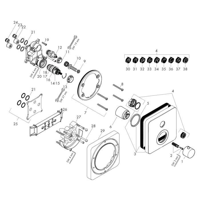 AXOR термостат для душа, ShowerSelect, золото арт. 36705250