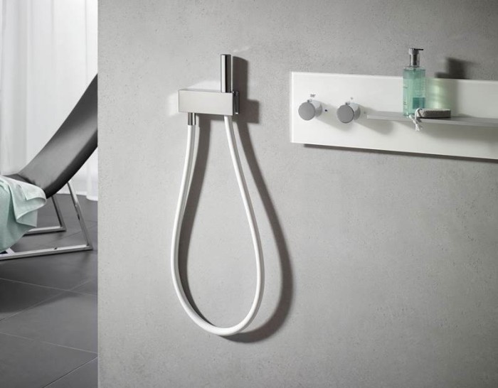 Keuco панель для ванны и душа с термостатом на 2 потребителя рукоятки слева, metime_spa, gres pietra grey opaco арт. 56162 012701