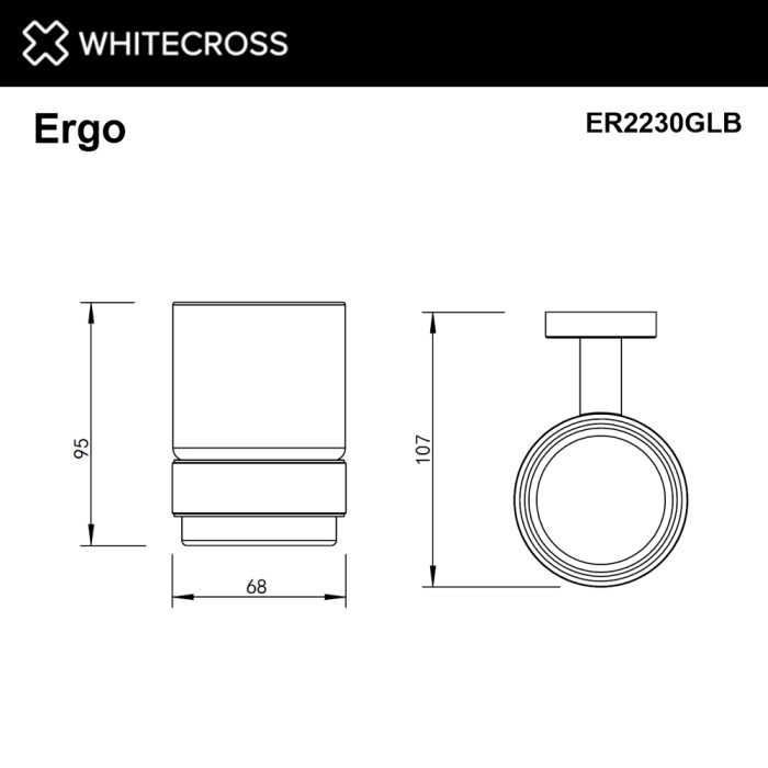 Стакан для зубных щеток, подвесной, Whitecross Ergo gold brushed, брашированное золото арт. ER2230GLB
