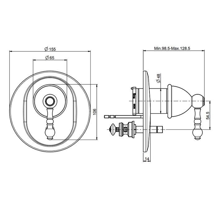 Fima Carlo Frattini смеситель для душа, встраиваемый, на 2 выхода, elizabeth, золото арт. f5089x2or