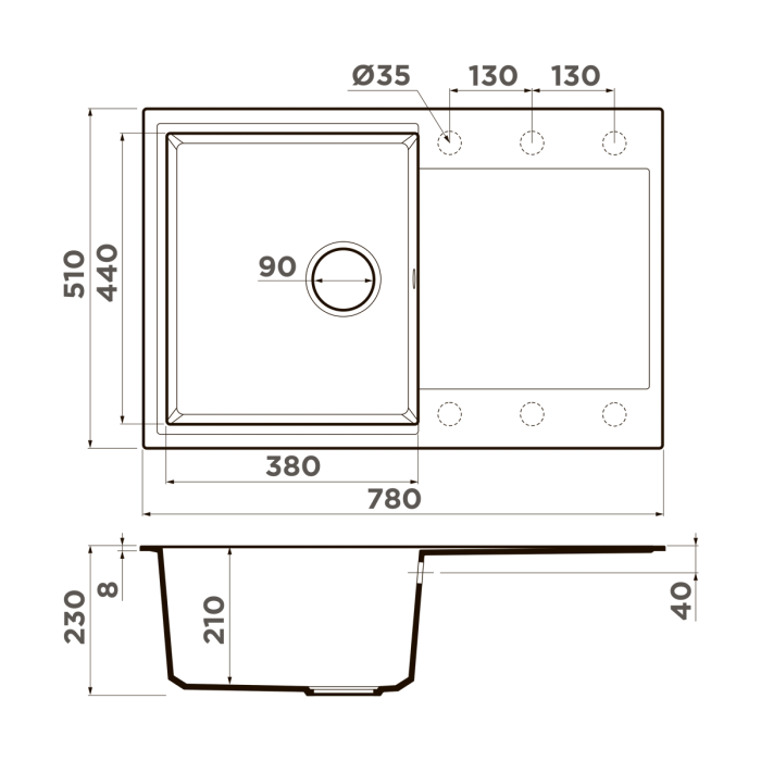 Omoikiri кухонная мойка Daisen 78T, шампань арт. 4993523