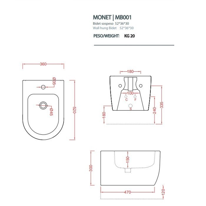 ArtCeram биде (подвесное), mnb001 17 00 monet цвет: черный матовый