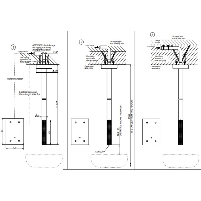 Gessi Смеситель для раковины, потолочный, электронный, 316, 54224#239 цвет: steel brushed