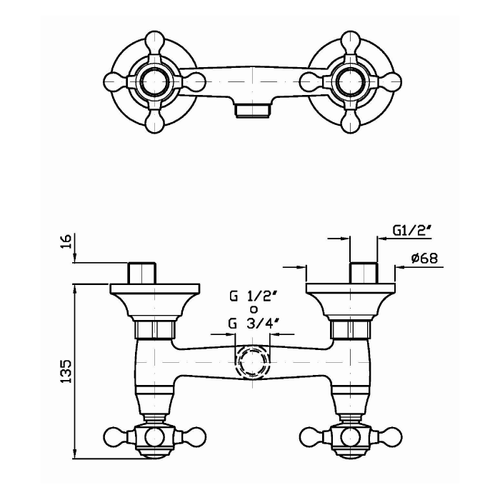 Zucchetti смеситель для душа 3/4, agora, хром арт. zag055