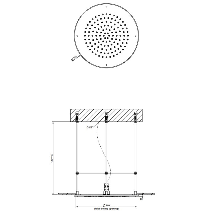 Gessi Верхний душ, потолочный, d35см, Emporio shower, 33099#238 цвет: mirror steel