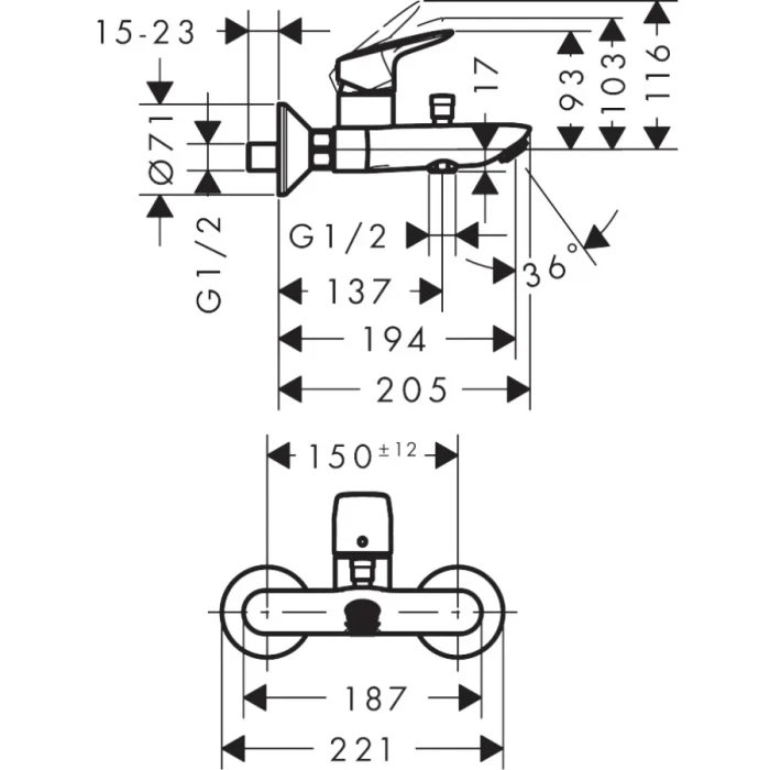 Hansgrohe смеситель для ванны, Logis, хром арт. 71401000