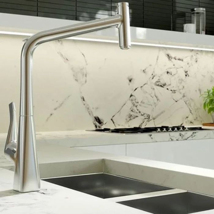 Hansgrohe смеситель для кухни 320 с выдвижным изливом, Metris Select M71, нержавеющая сталь арт. 14884800
