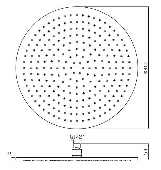 Zucchetti верхний душ, d400 мм, isystick, хром арт. z94267