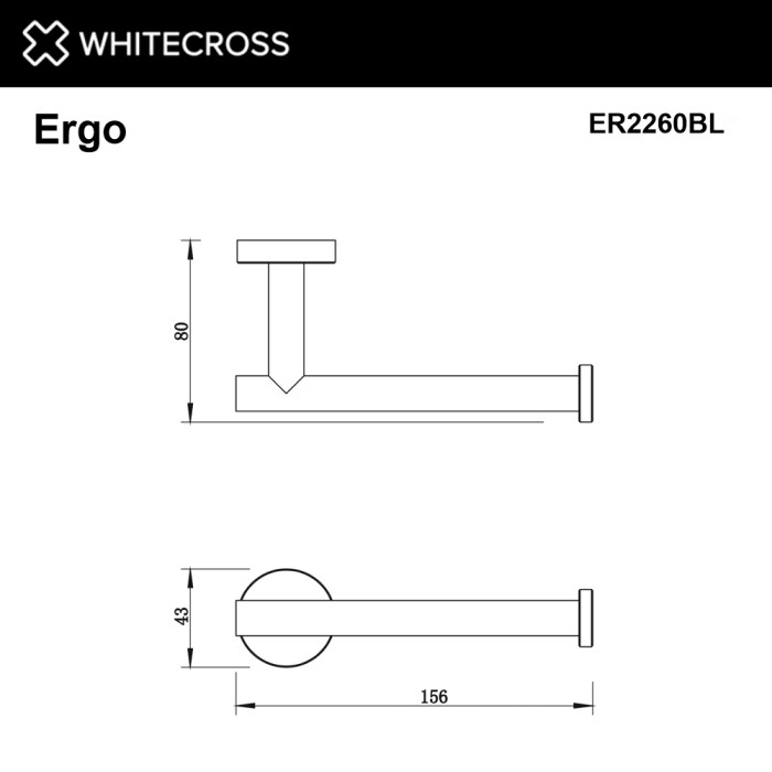 Держатель туалетной бумаги, Whitecross Ergo black, черный мат арт. ER2260BL