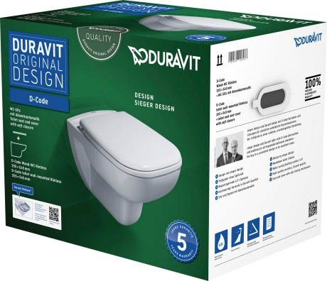 Duravit подвесной унитаз rimless 54 см с сиденьем (комплект), d-code, 45700900a1 цвет: белый