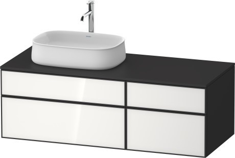 Duravit тумба подвесная с вырезом под раковину слева 550 мм х 1300 мм х 442 мм, zencha, ze4826064800000 цвет: белое стекло/графит суперматовый